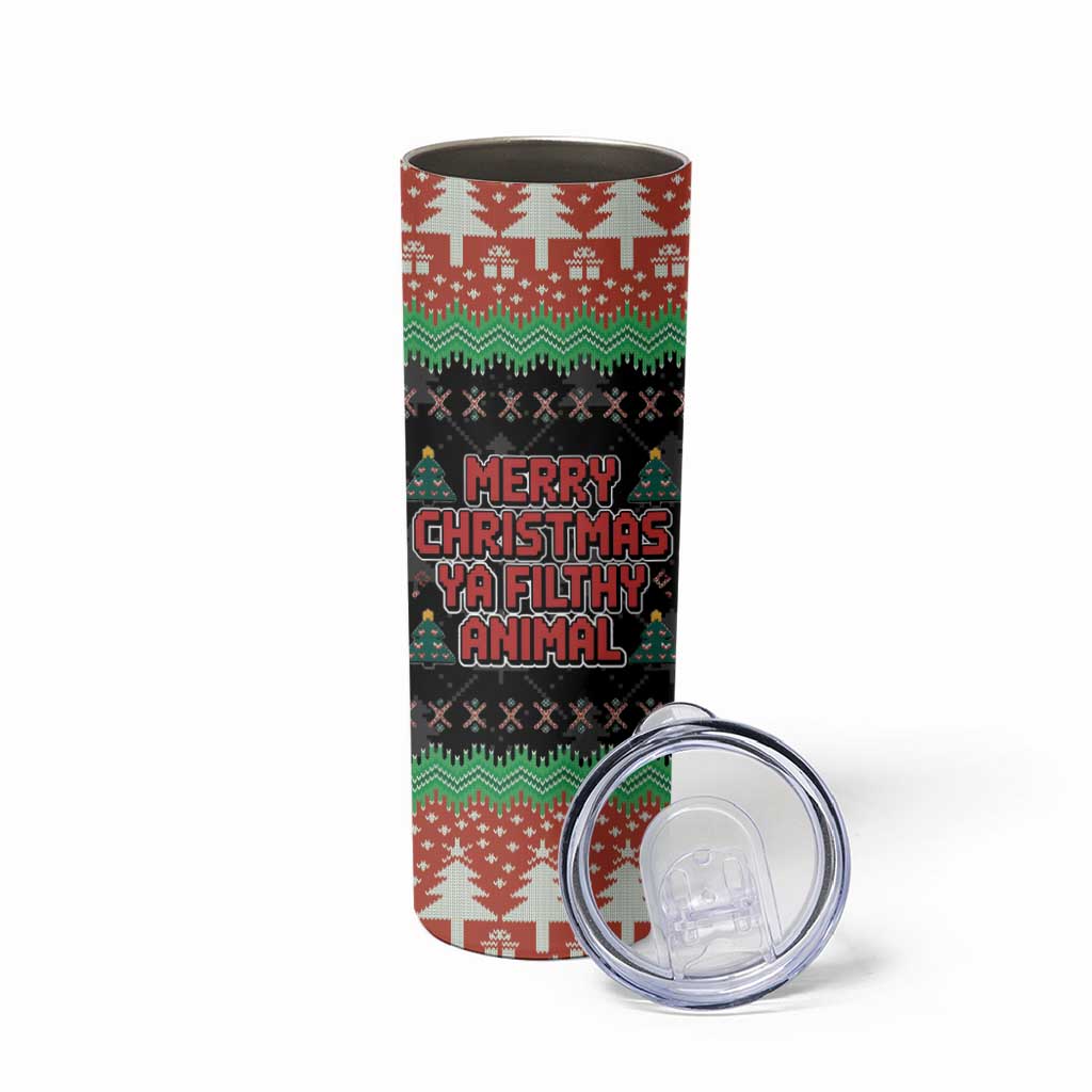 Merry Christmas Ya Filthy Animal Skinny Tumbler Retro Christmas Humor - Wonder Print Shop