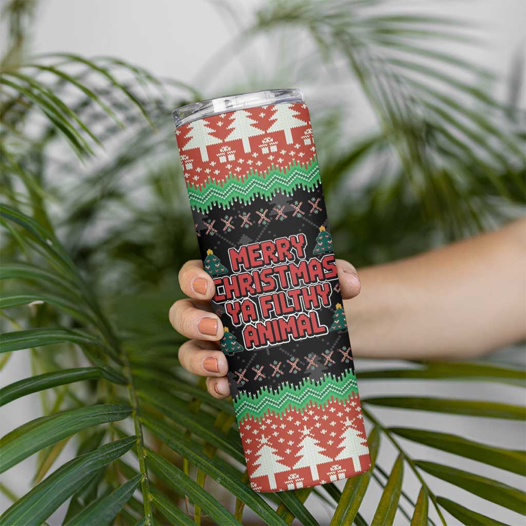Merry Christmas Ya Filthy Animal Skinny Tumbler Retro Christmas Humor - Wonder Print Shop
