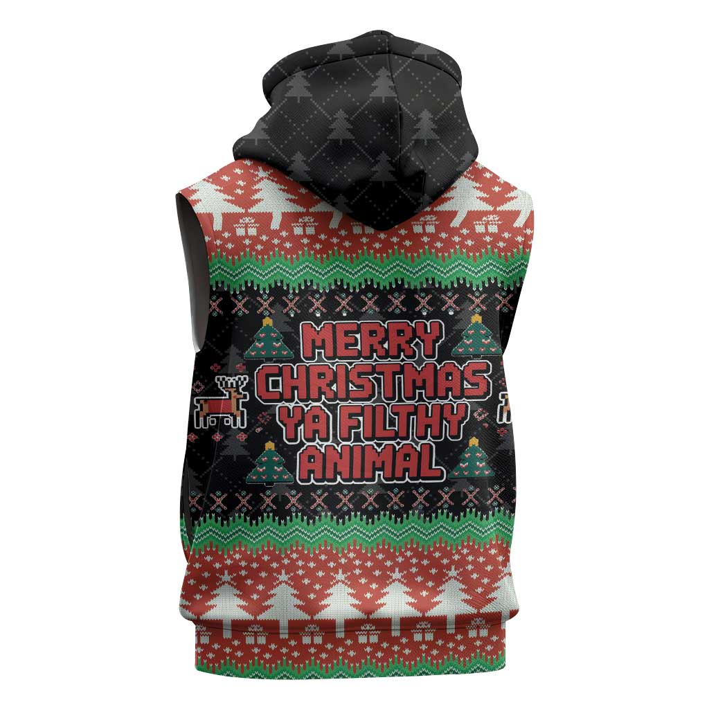 Merry Christmas Ya Filthy Animal Sleeveless Hoodie Retro Christmas Humor - Wonder Print Shop