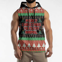 Merry Christmas Ya Filthy Animal Sleeveless Hoodie Retro Christmas Humor - Wonder Print Shop