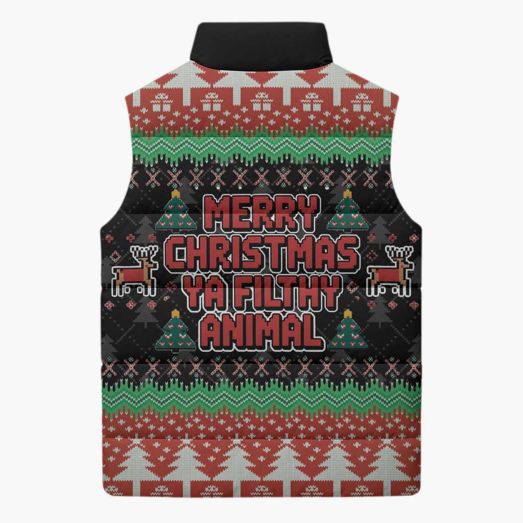 Merry Christmas Ya Filthy Animal Sleeveless Puffer Jacket Retro Christmas Humor - Wonder Print Shop