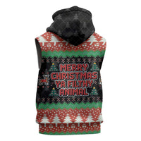 Merry Christmas Ya Filthy Animal Sleeveless Zip Hoodie Retro Christmas Humor - Wonder Print Shop