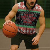Merry Christmas Ya Filthy Animal Sleeveless Zip Hoodie Retro Christmas Humor - Wonder Print Shop