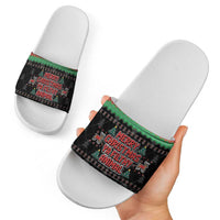Merry Christmas Ya Filthy Animal Slide Sandals Retro Christmas Humor - Wonder Print Shop