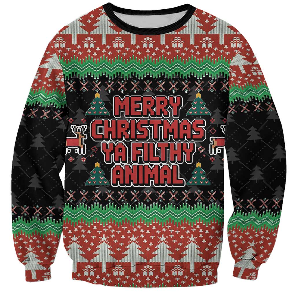 Merry Christmas Ya Filthy Animal Sweatshirt Retro Christmas Humor - Wonder Print Shop