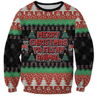 Merry Christmas Ya Filthy Animal Sweatshirt Retro Christmas Humor - Wonder Print Shop