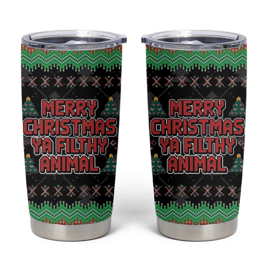 Merry Christmas Ya Filthy Animal Tumbler Cup Retro Christmas Humor - Wonder Print Shop