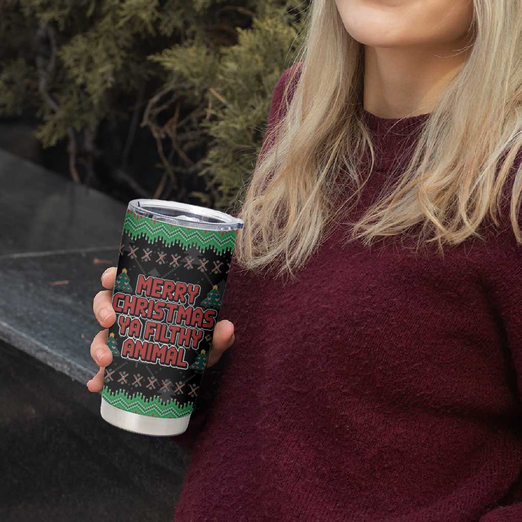 Merry Christmas Ya Filthy Animal Tumbler Cup Retro Christmas Humor - Wonder Print Shop
