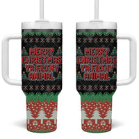 Merry Christmas Ya Filthy Animal Tumbler With Handle Retro Christmas Humor - Wonder Print Shop