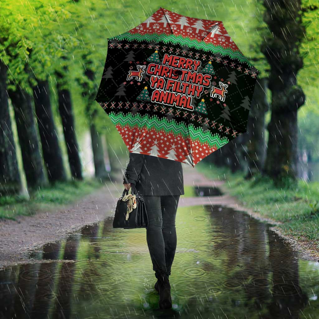 Merry Christmas Ya Filthy Animal Umbrella Retro Christmas Humor - Wonder Print Shop
