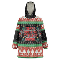 Merry Christmas Ya Filthy Animal Wearable Blanket Hoodie Retro Christmas Humor - Wonder Print Shop