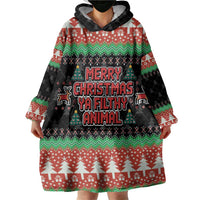 Merry Christmas Ya Filthy Animal Wearable Blanket Hoodie Retro Christmas Humor - Wonder Print Shop