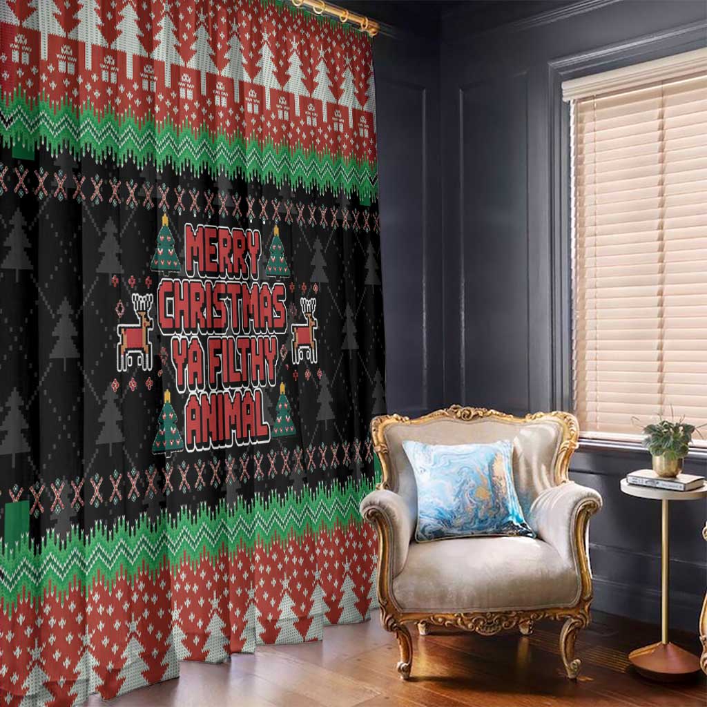 Merry Christmas Ya Filthy Animal Window Curtain Retro Christmas Humor - Wonder Print Shop