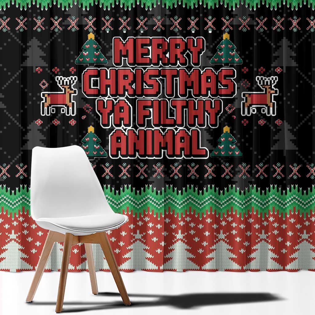 Merry Christmas Ya Filthy Animal Window Curtain Retro Christmas Humor - Wonder Print Shop