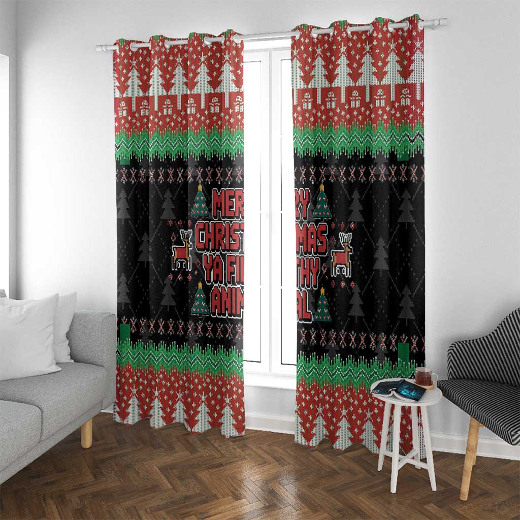 Merry Christmas Ya Filthy Animal Window Curtain Retro Christmas Humor - Wonder Print Shop