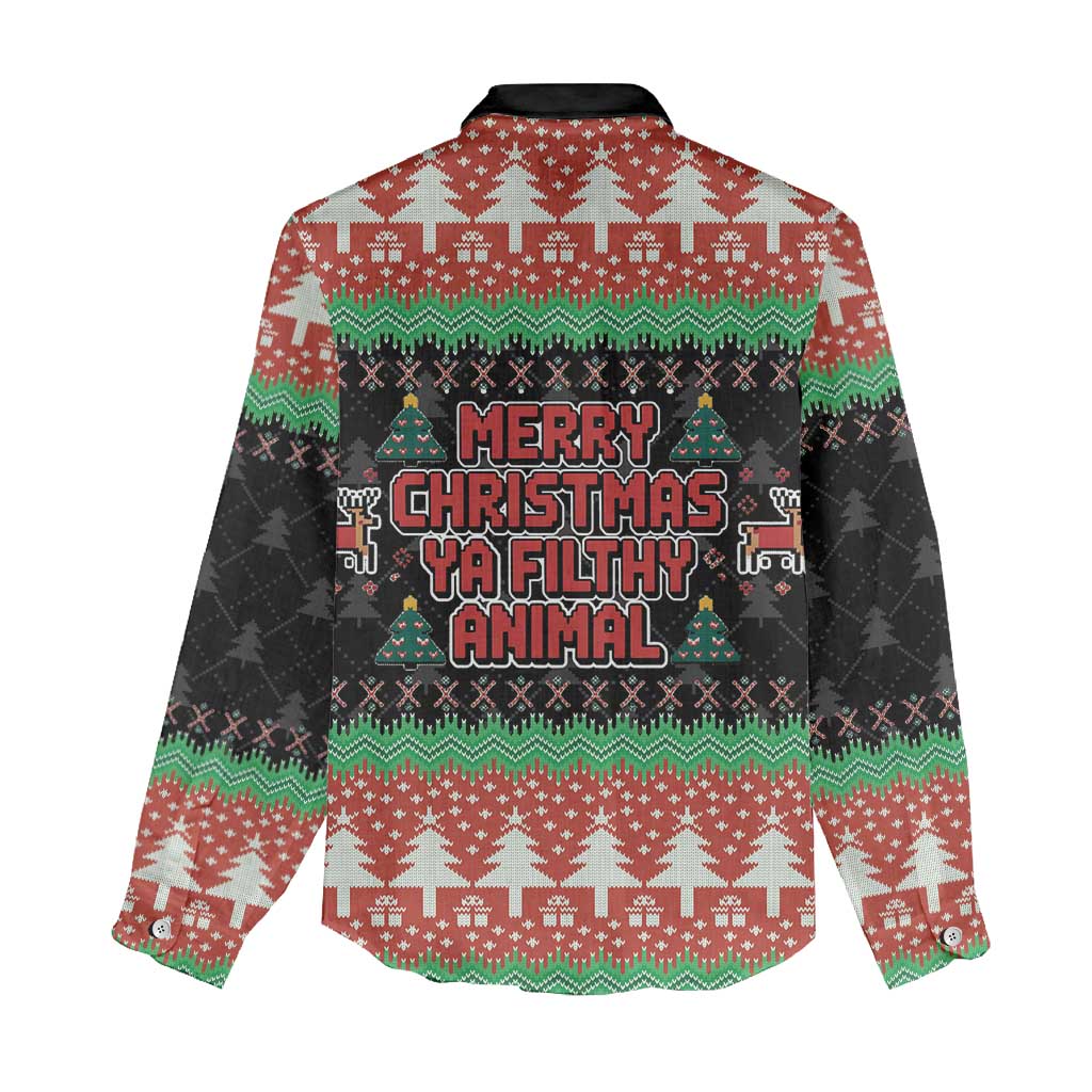 Merry Christmas Ya Filthy Animal Women Casual Shirt Retro Christmas Humor - Wonder Print Shop