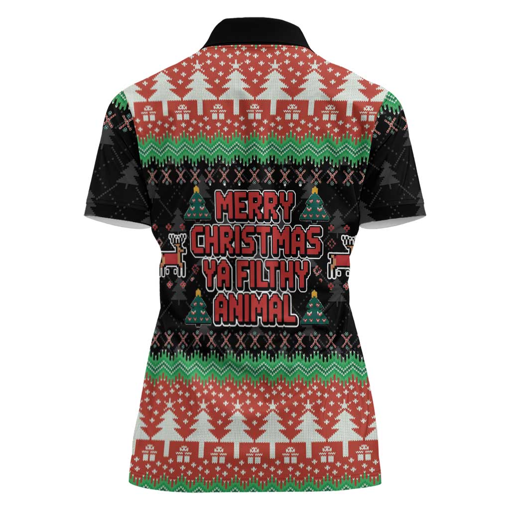 Merry Christmas Ya Filthy Animal Women Polo Shirt Retro Christmas Humor - Wonder Print Shop