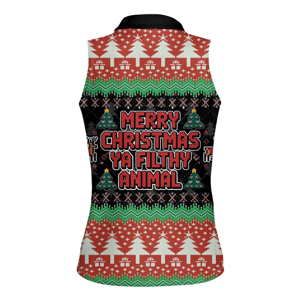 Merry Christmas Ya Filthy Animal Women Sleeveless Polo Shirt Retro Christmas Humor - Wonder Print Shop