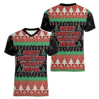 Merry Christmas Ya Filthy Animal Women V-Neck T-Shirt Retro Christmas Humor - Wonder Print Shop
