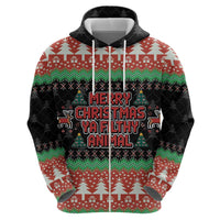 Merry Christmas Ya Filthy Animal Zip Hoodie Retro Christmas Humor - Wonder Print Shop