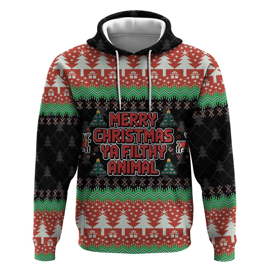 Merry Christmas Ya Filthy Animal Zip Hoodie Retro Christmas Humor - Wonder Print Shop