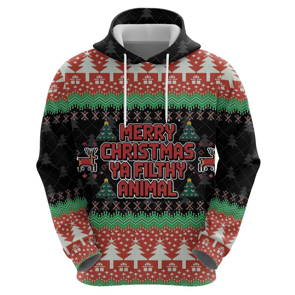 Merry Christmas Ya Filthy Animal Zip Hoodie Retro Christmas Humor - Wonder Print Shop