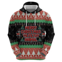 Merry Christmas Ya Filthy Animal Zip Hoodie Retro Christmas Humor - Wonder Print Shop
