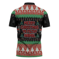 Merry Christmas Ya Filthy Animal Zipper Polo Shirt Retro Christmas Humor - Wonder Print Shop
