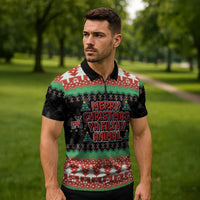 Merry Christmas Ya Filthy Animal Zipper Polo Shirt Retro Christmas Humor - Wonder Print Shop