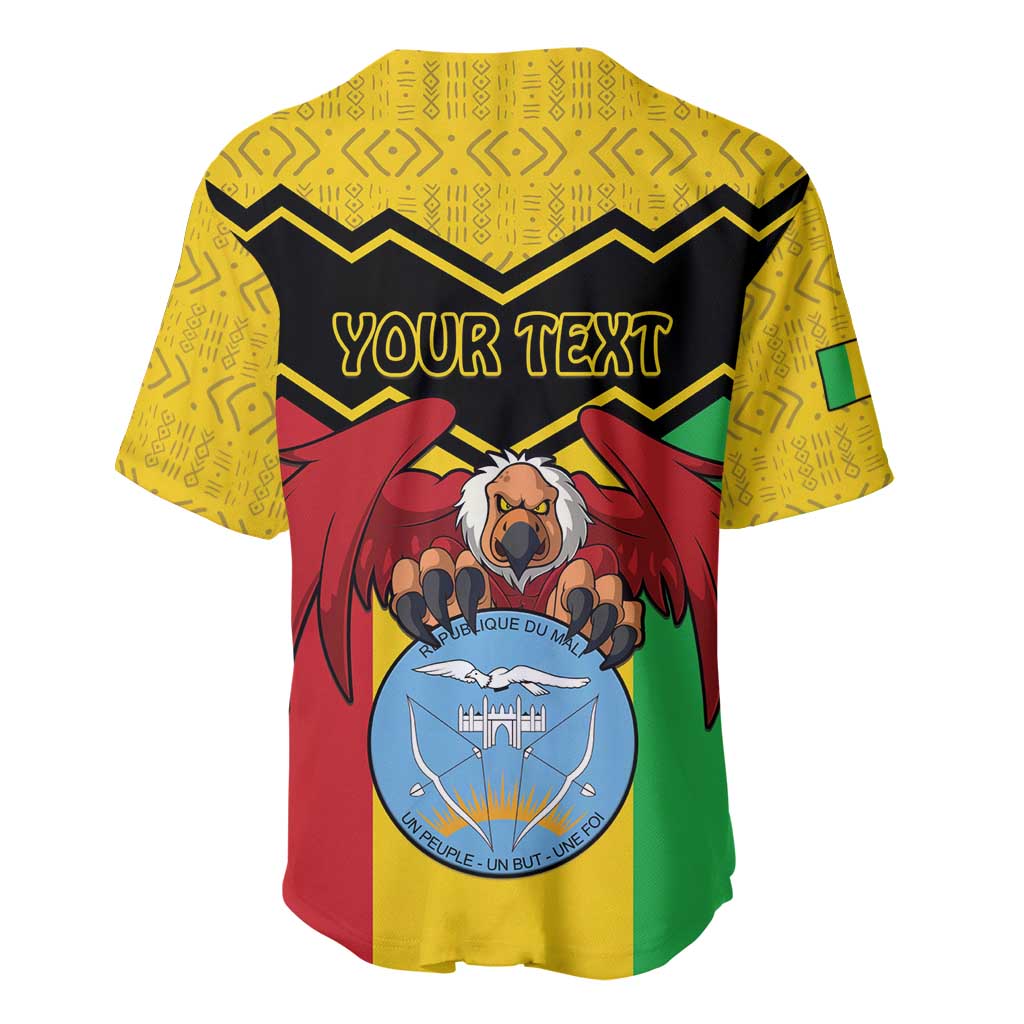 Personalised Mali Baseball Jersey Vulture With Coat Of Arms Bogolan Pattern