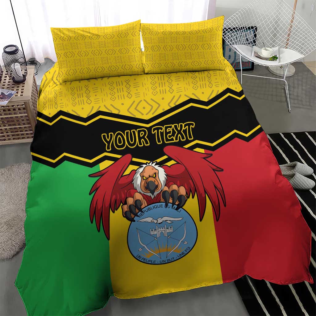 Personalised Mali Bedding Set Vulture With Coat Of Arms Bogolan Pattern