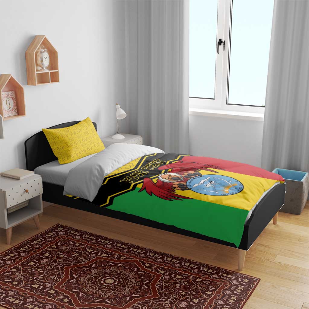 Personalised Mali Bedding Set Vulture With Coat Of Arms Bogolan Pattern