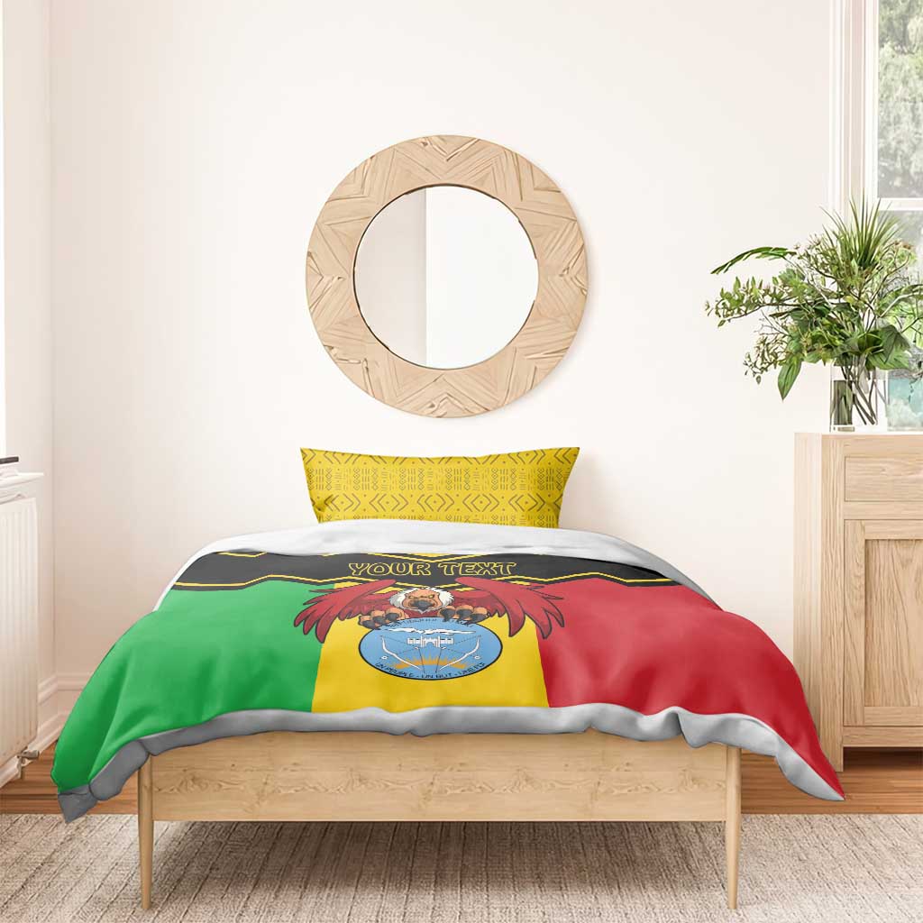 Personalised Mali Bedding Set Vulture With Coat Of Arms Bogolan Pattern