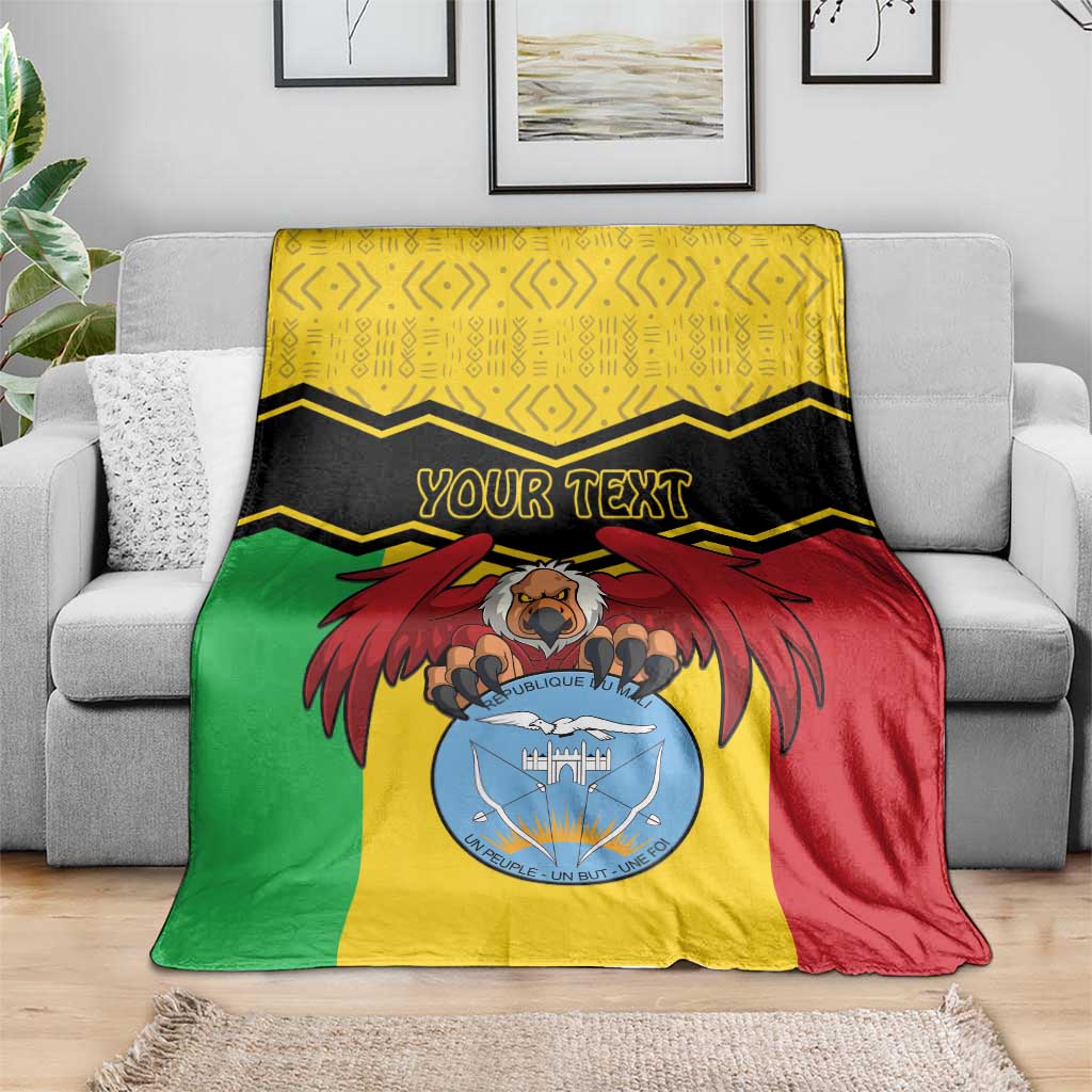 Personalised Mali Blanket Vulture With Coat Of Arms Bogolan Pattern