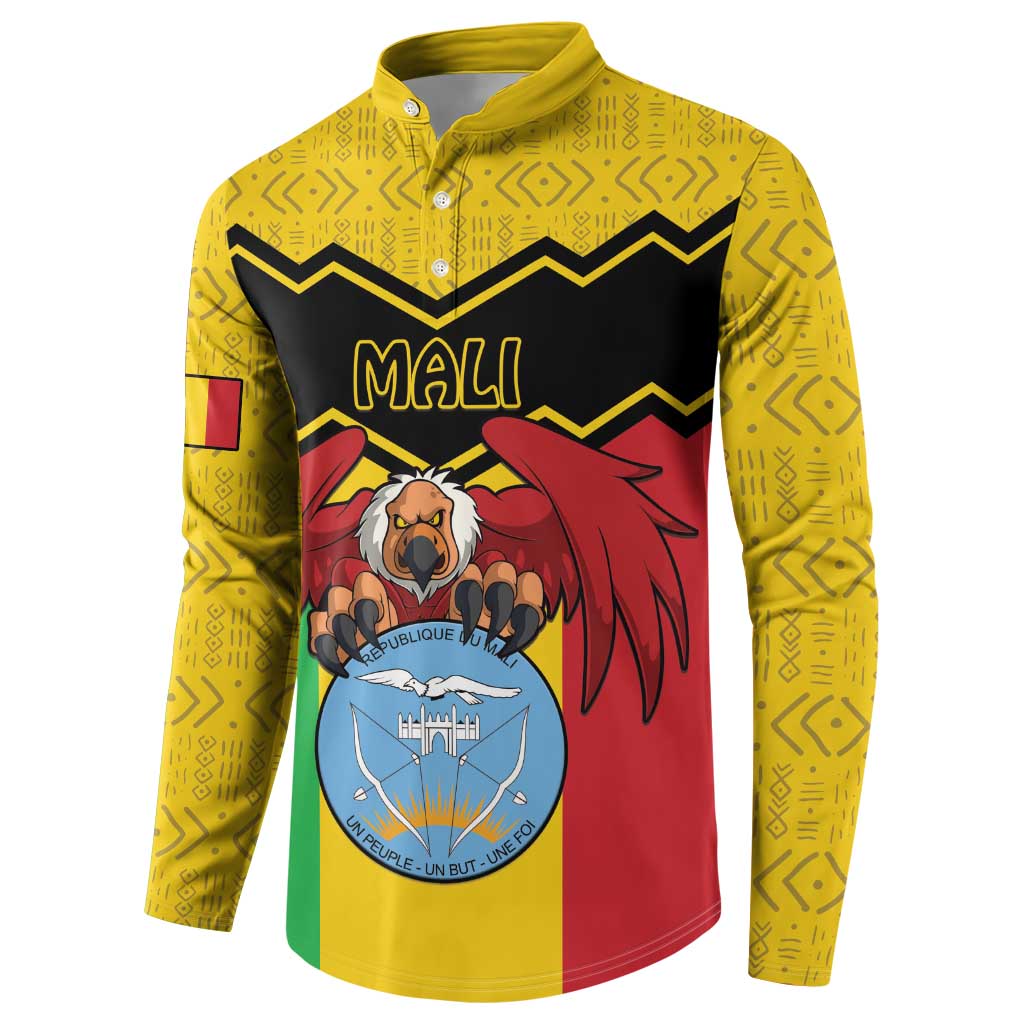 Personalised Mali Button Sweatshirt Vulture With Coat Of Arms Bogolan Pattern