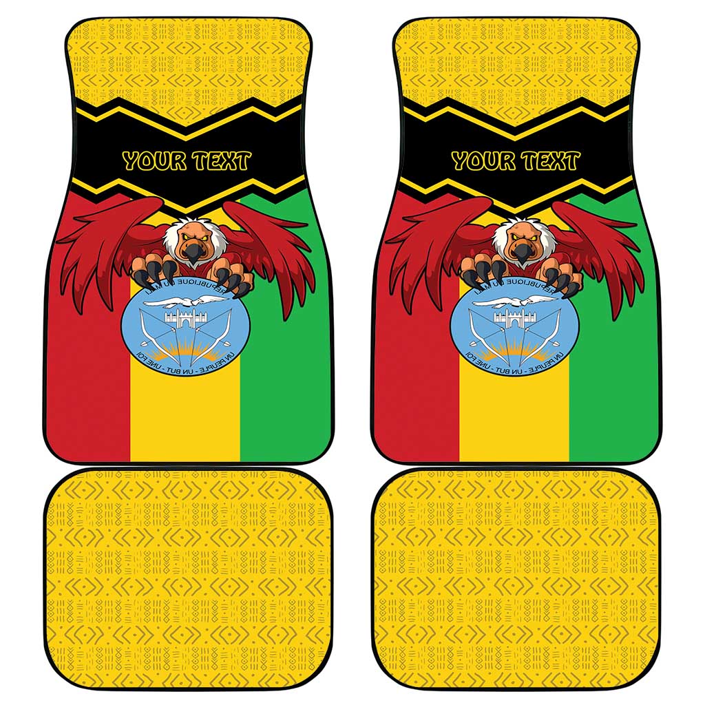 Personalised Mali Car Mats Vulture With Coat Of Arms Bogolan Pattern