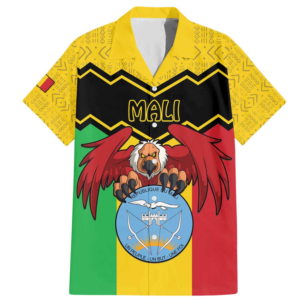 Personalised Mali Family Matching Off Shoulder Short Dress and Hawaiian Shirt Vulture With Coat Of Arms Bogolan Pattern