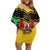 Personalised Mali Family Matching Off Shoulder Short Dress and Hawaiian Shirt Vulture With Coat Of Arms Bogolan Pattern