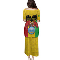 Personalised Mali Family Matching Puletasi and Hawaiian Shirt Vulture With Coat Of Arms Bogolan Pattern