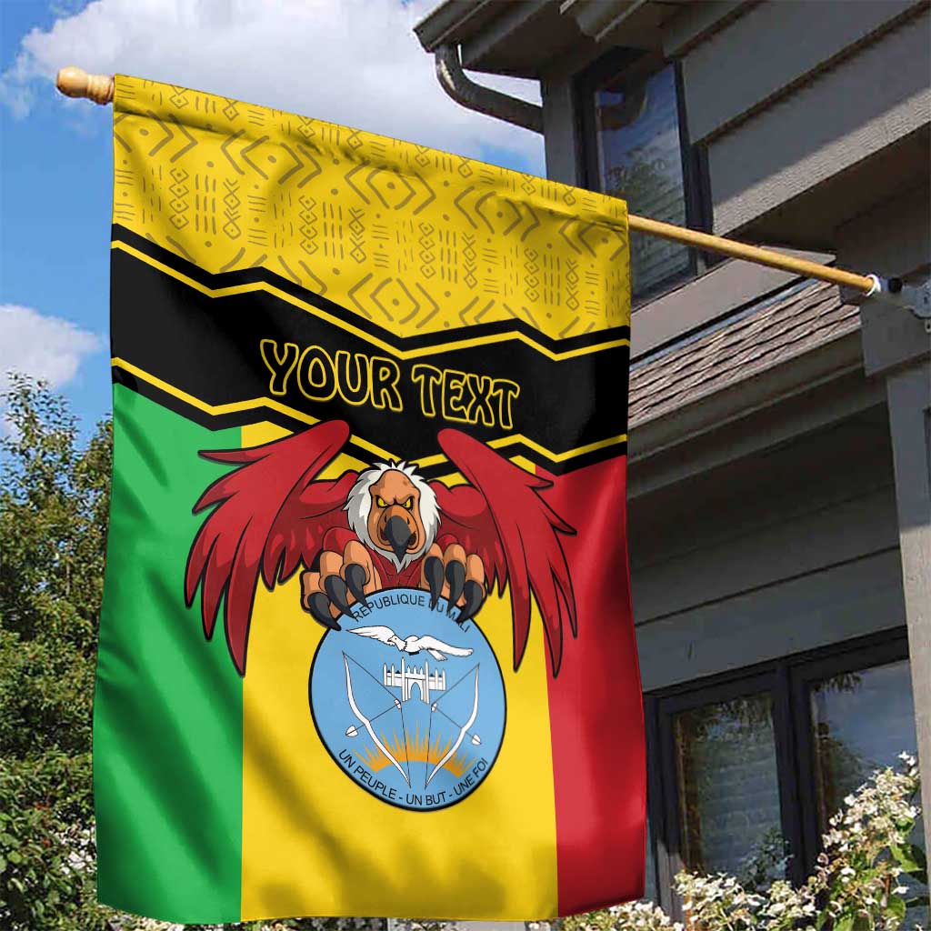 Personalised Mali Garden Flag Vulture With Coat Of Arms Bogolan Pattern - Wonder Print Shop