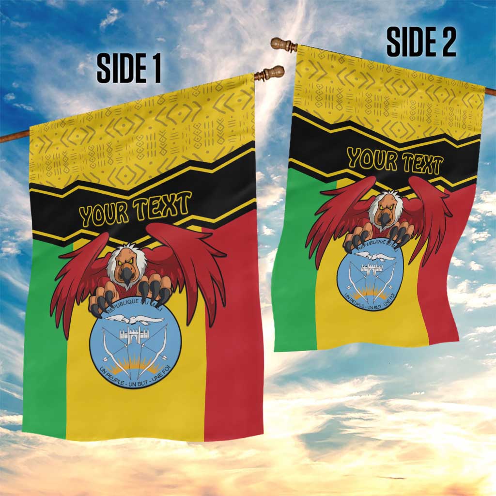 Personalised Mali Garden Flag Vulture With Coat Of Arms Bogolan Pattern - Wonder Print Shop