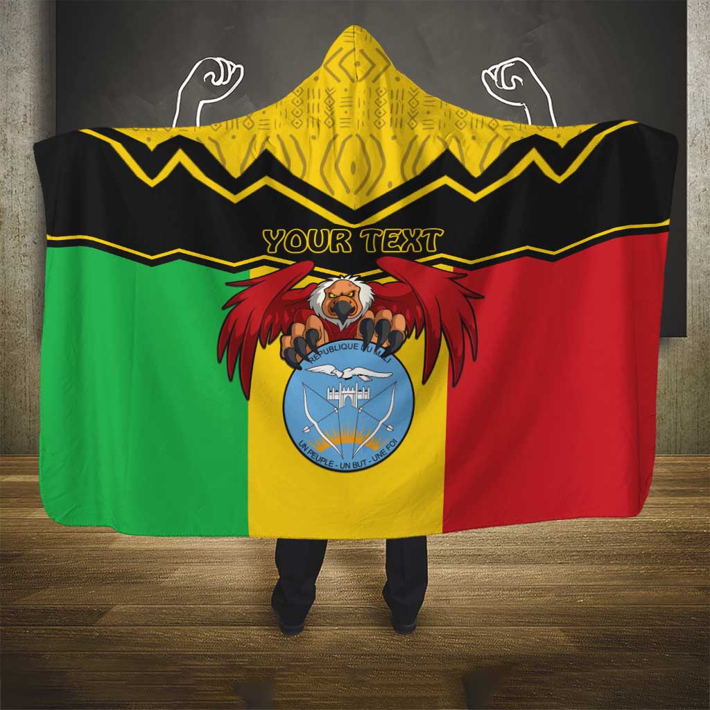 Personalised Mali Hooded Blanket Vulture With Coat Of Arms Bogolan Pattern - Wonder Print Shop