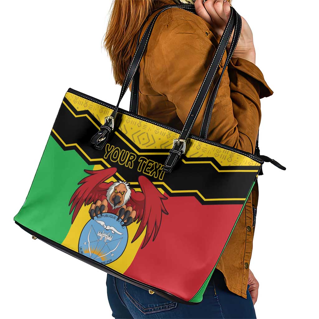Personalised Mali Leather Tote Bag Vulture With Coat Of Arms Bogolan Pattern