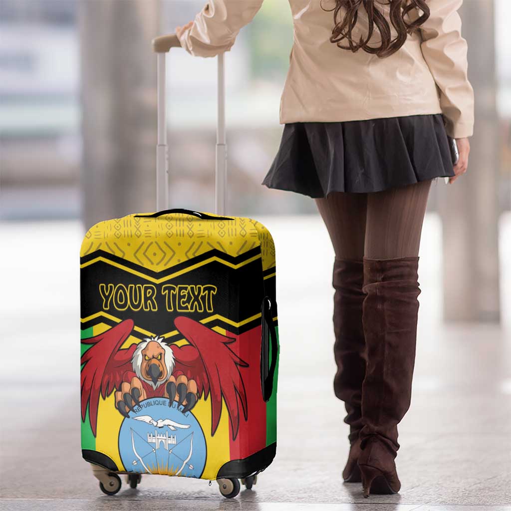 Personalised Mali Luggage Cover Vulture With Coat Of Arms Bogolan Pattern - Wonder Print Shop