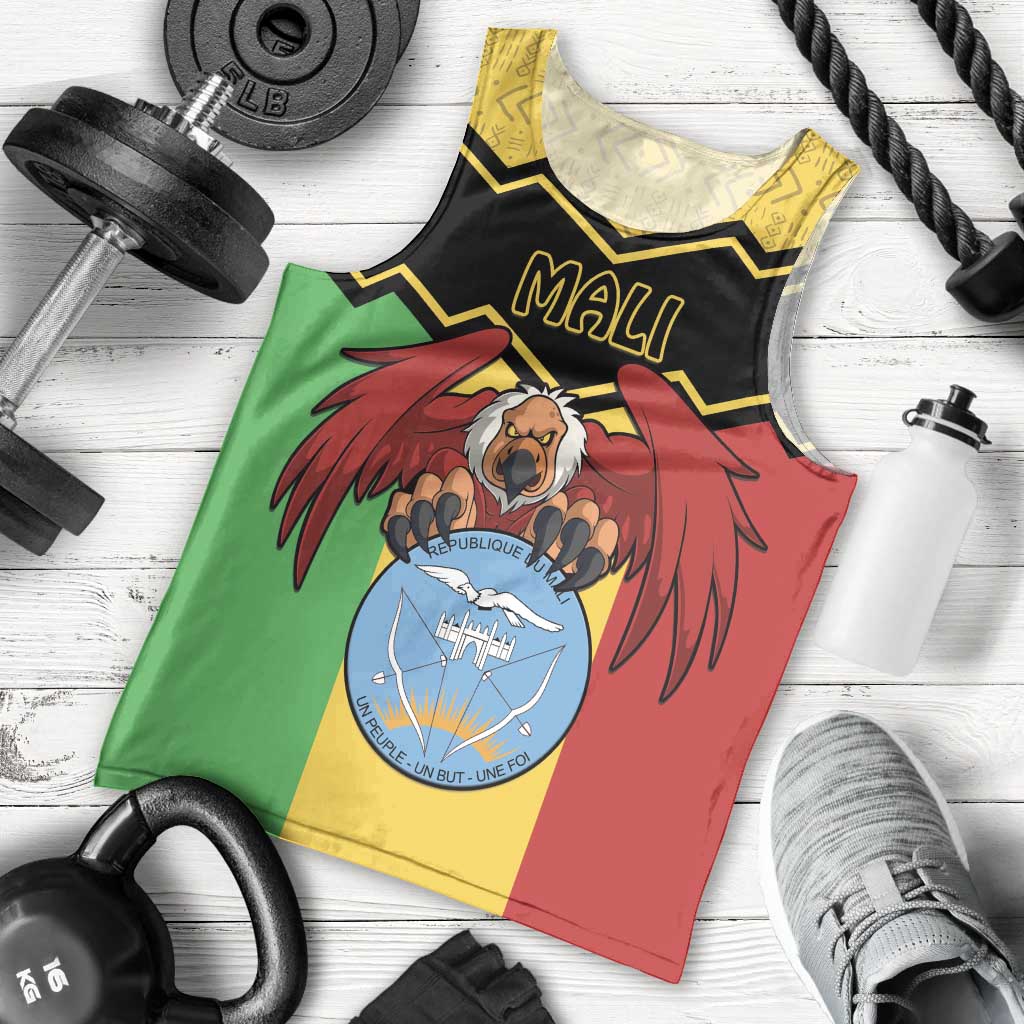 Personalised Mali Men Tank Top Vulture With Coat Of Arms Bogolan Pattern - Wonder Print Shop
