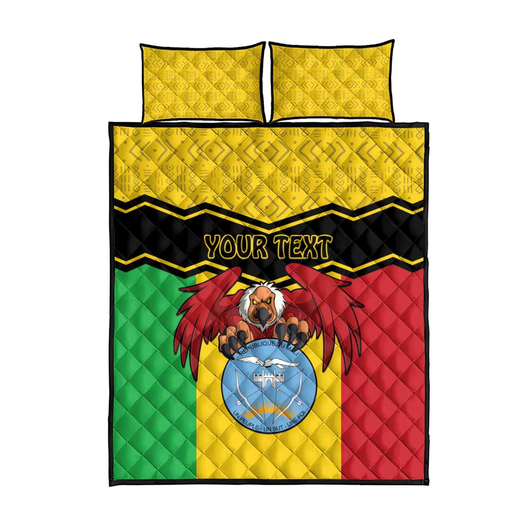 Personalised Mali Quilt Bed Set Vulture With Coat Of Arms Bogolan Pattern - Wonder Print Shop