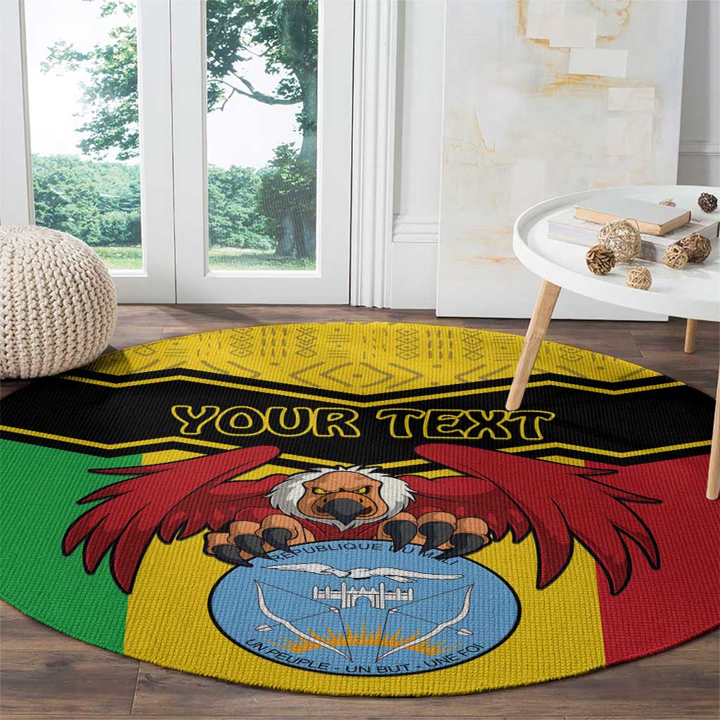 Personalised Mali Round Carpet Vulture With Coat Of Arms Bogolan Pattern - Wonder Print Shop