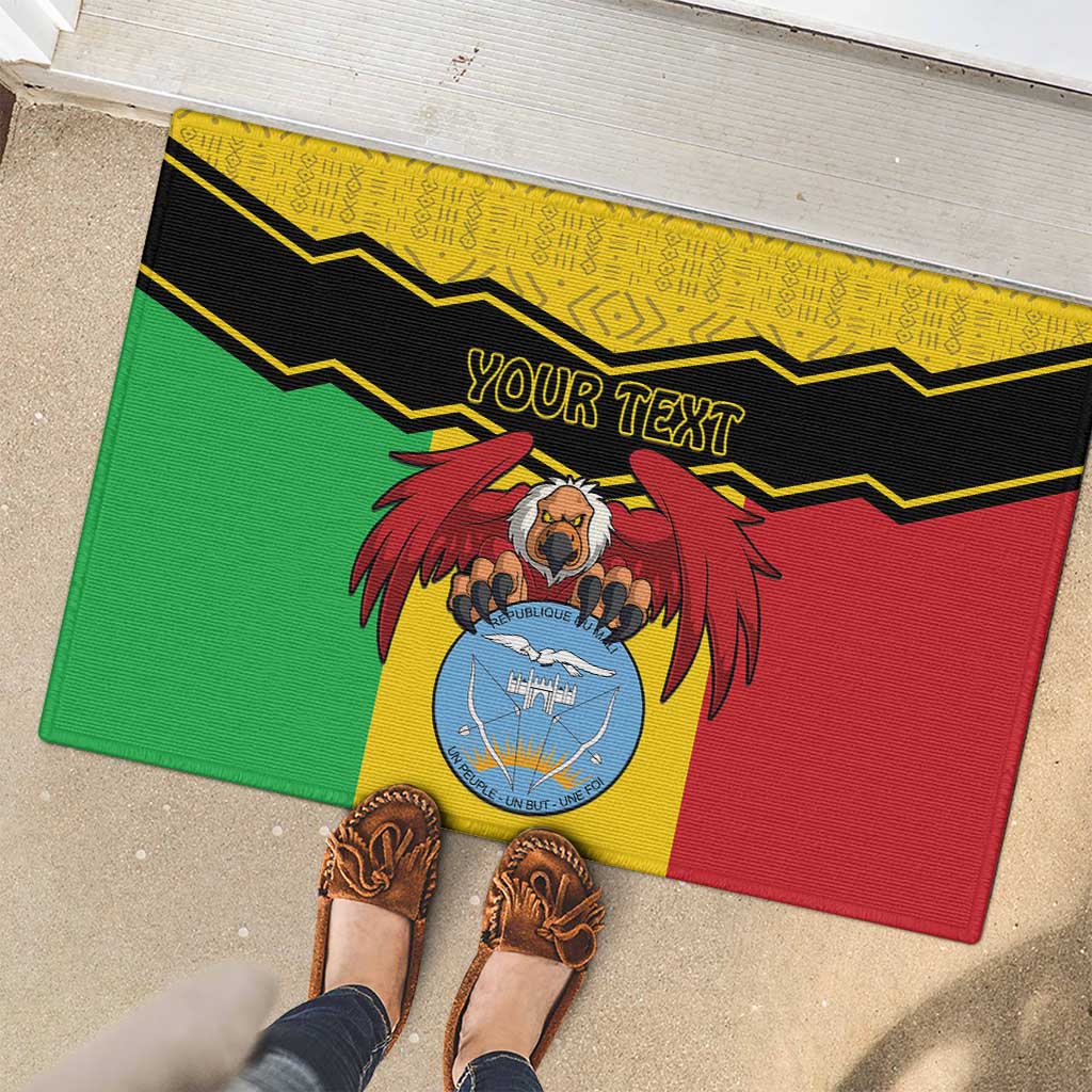 Personalised Mali Rubber Doormat Vulture With Coat Of Arms Bogolan Pattern - Wonder Print Shop