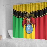Personalised Mali Shower Curtain Vulture With Coat Of Arms Bogolan Pattern - Wonder Print Shop