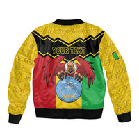 Personalised Mali Sleeve Zip Bomber Jacket Vulture With Coat Of Arms Bogolan Pattern - Wonder Print Shop